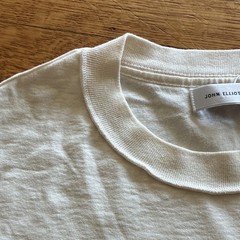 John Elliott Reversed Cropped SS Tee Beige Solid Logo Crew Neck Cotton Size S