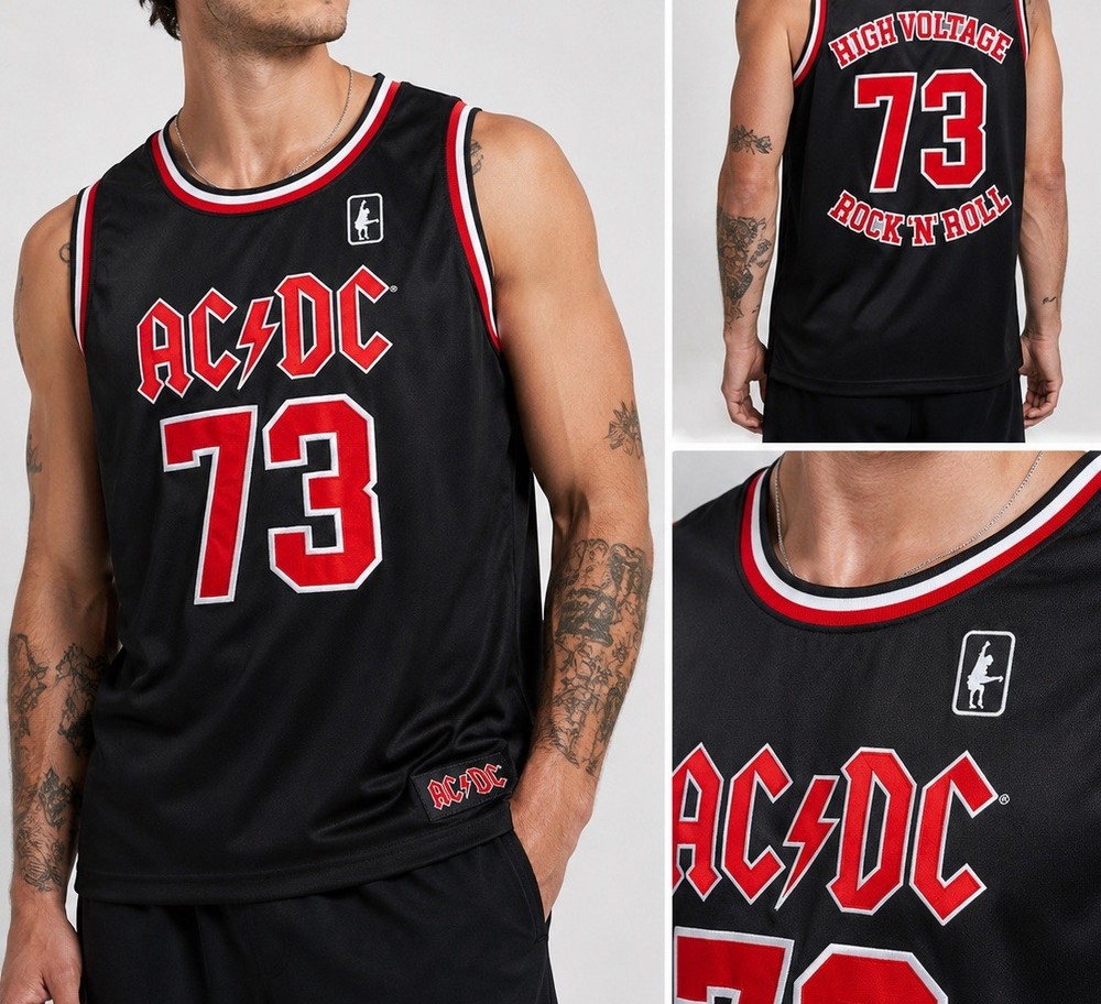 AC/DC World Tour Basketball Jersey High Voltage Rock’n’Roll Singlet Shirt Size M