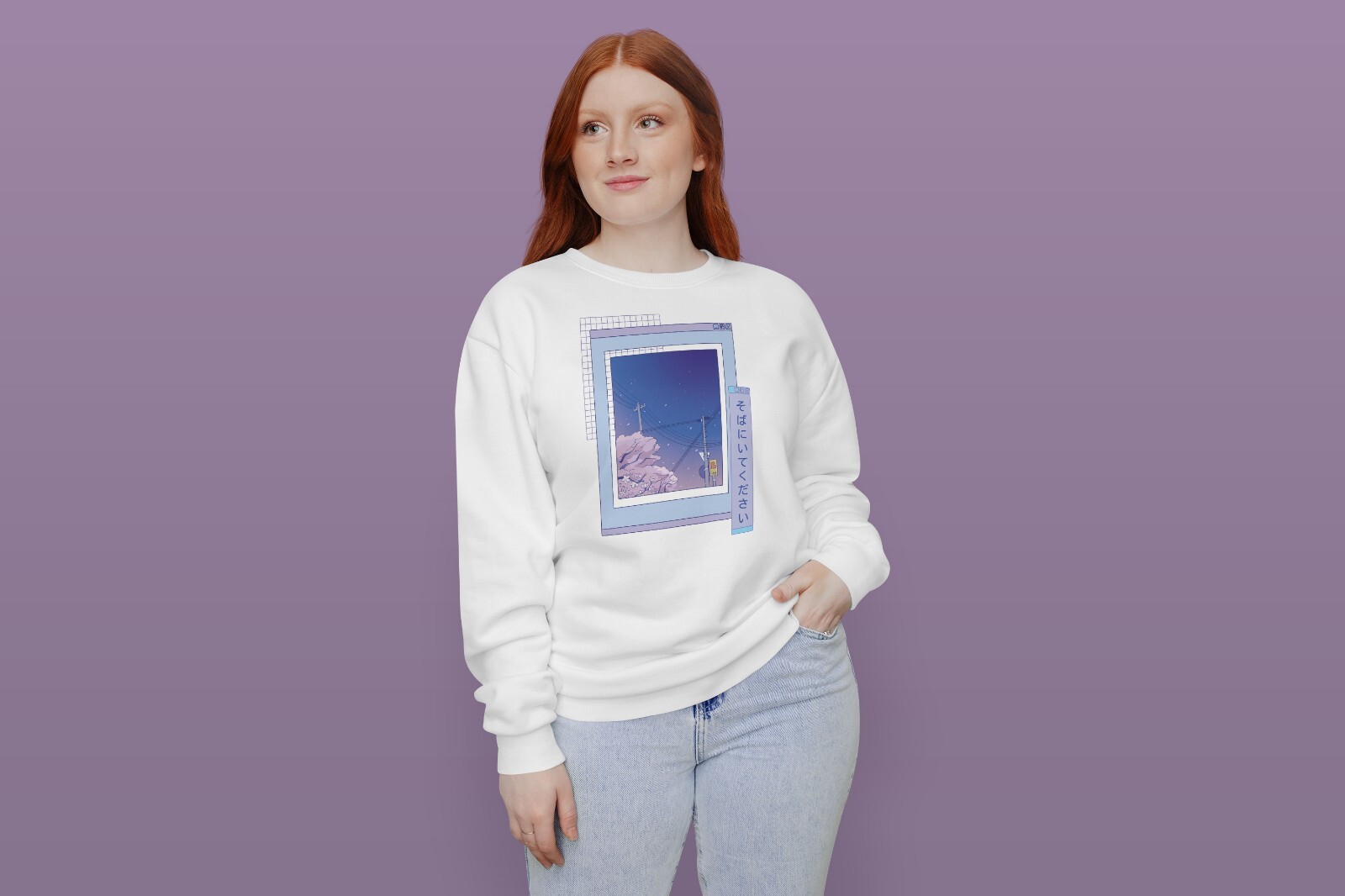 Japanese Street Landscape Minimalistic Vaporwave Art Graphic Sweatshirt Unisex gallery