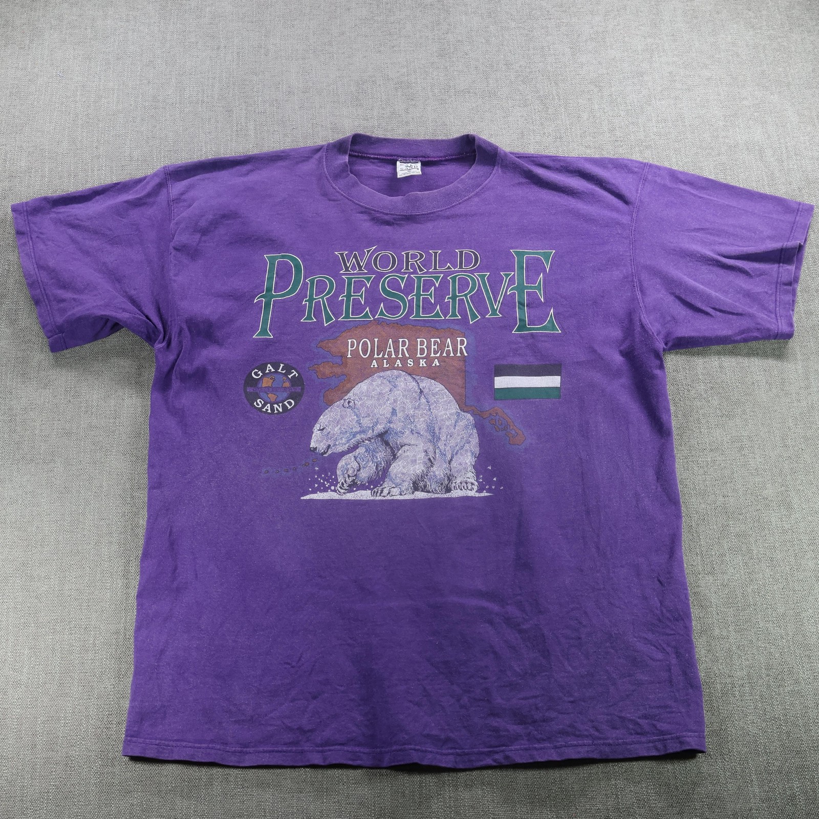 VTG Galt Sand Shirt Mens Extra Large Purple World Preserve Polar Bear Oversized gallery