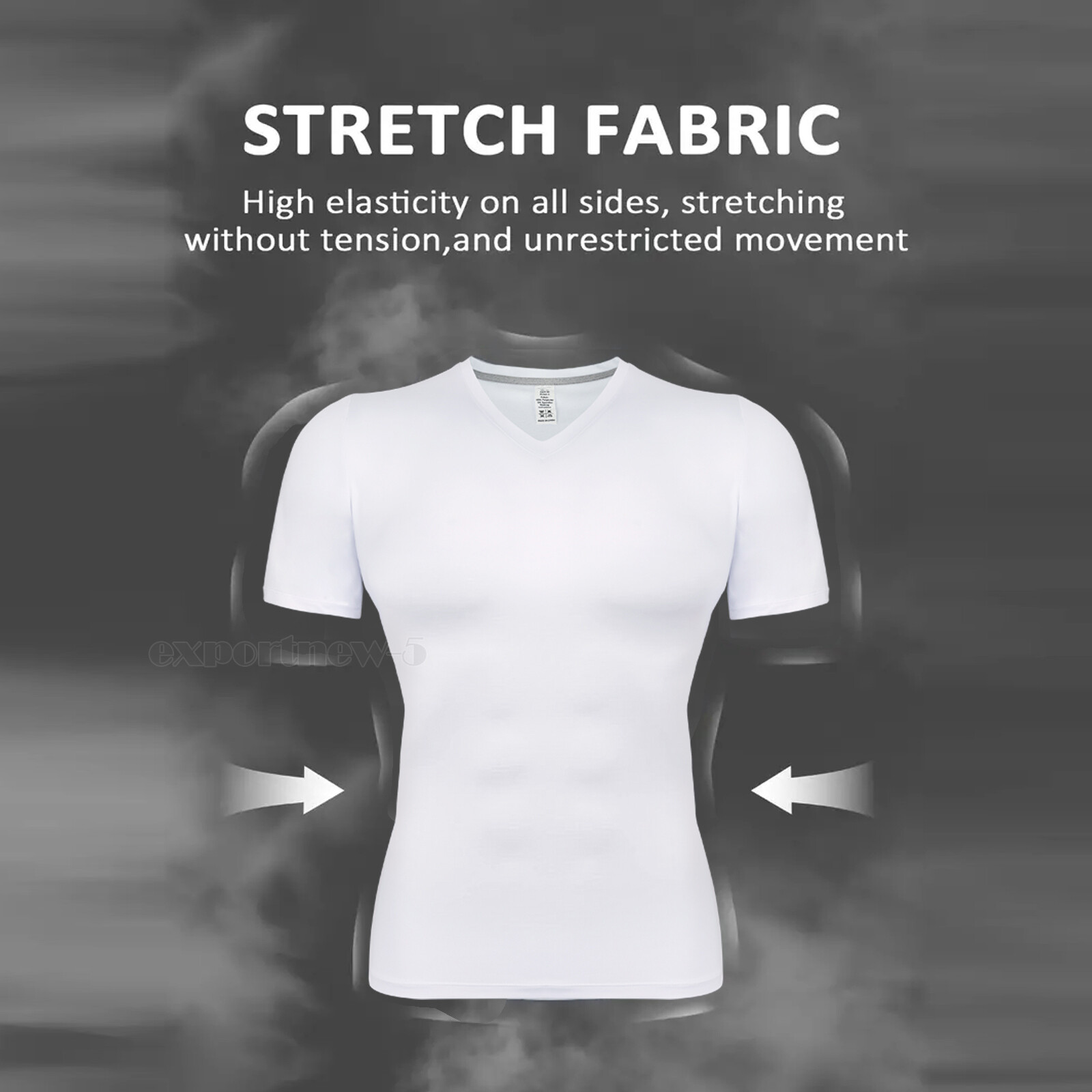 Men's V-neck T-shirts Compression Quick Dry Bodybuilding Muscle Short Sleeve Tee gallery