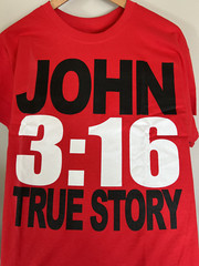 Classic Teaze – John 3:16 True Story Unisex Red Large Christian T-Shirt
