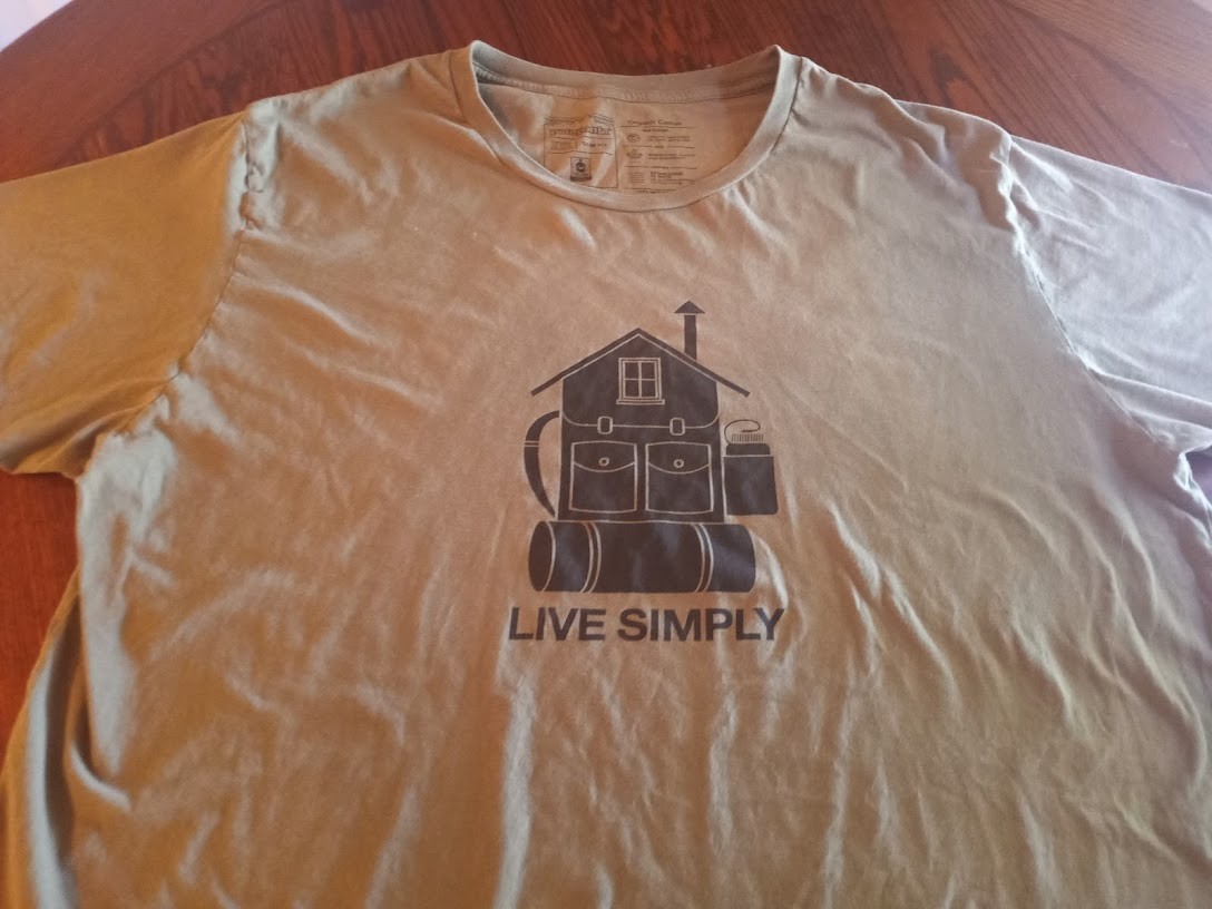 Patagonia T Shirt Camping Men’s XXL Live Simply Olive Green Organic Cotton (01) gallery