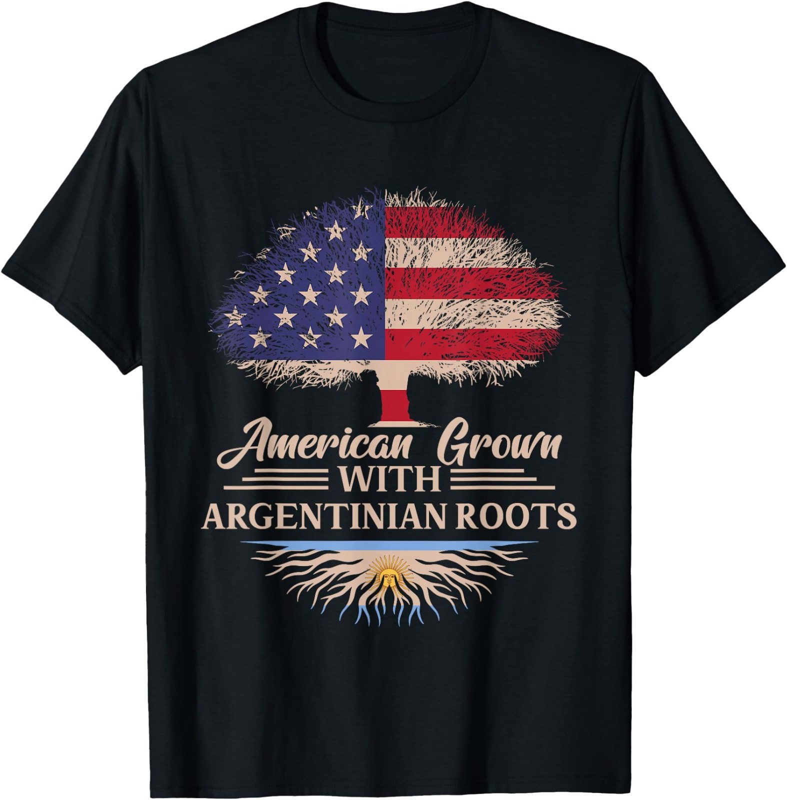 American Grown With Argentinian Roots Half American Flag T-Shirt gallery