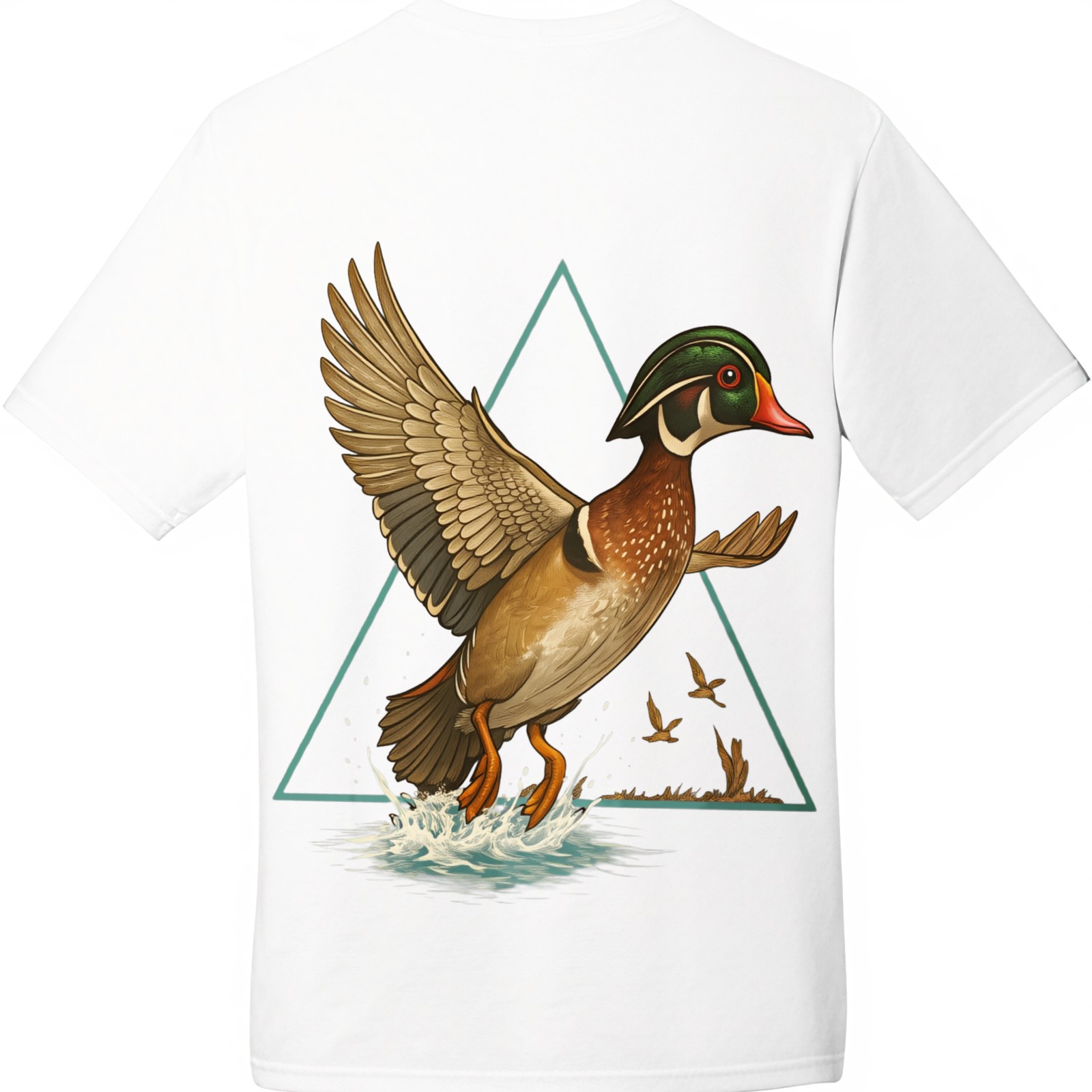 Outdoor 2-Sided Print Hunting Dog&Wood Duck Cotton T-Shirt-Casual Unisex Tee gallery
