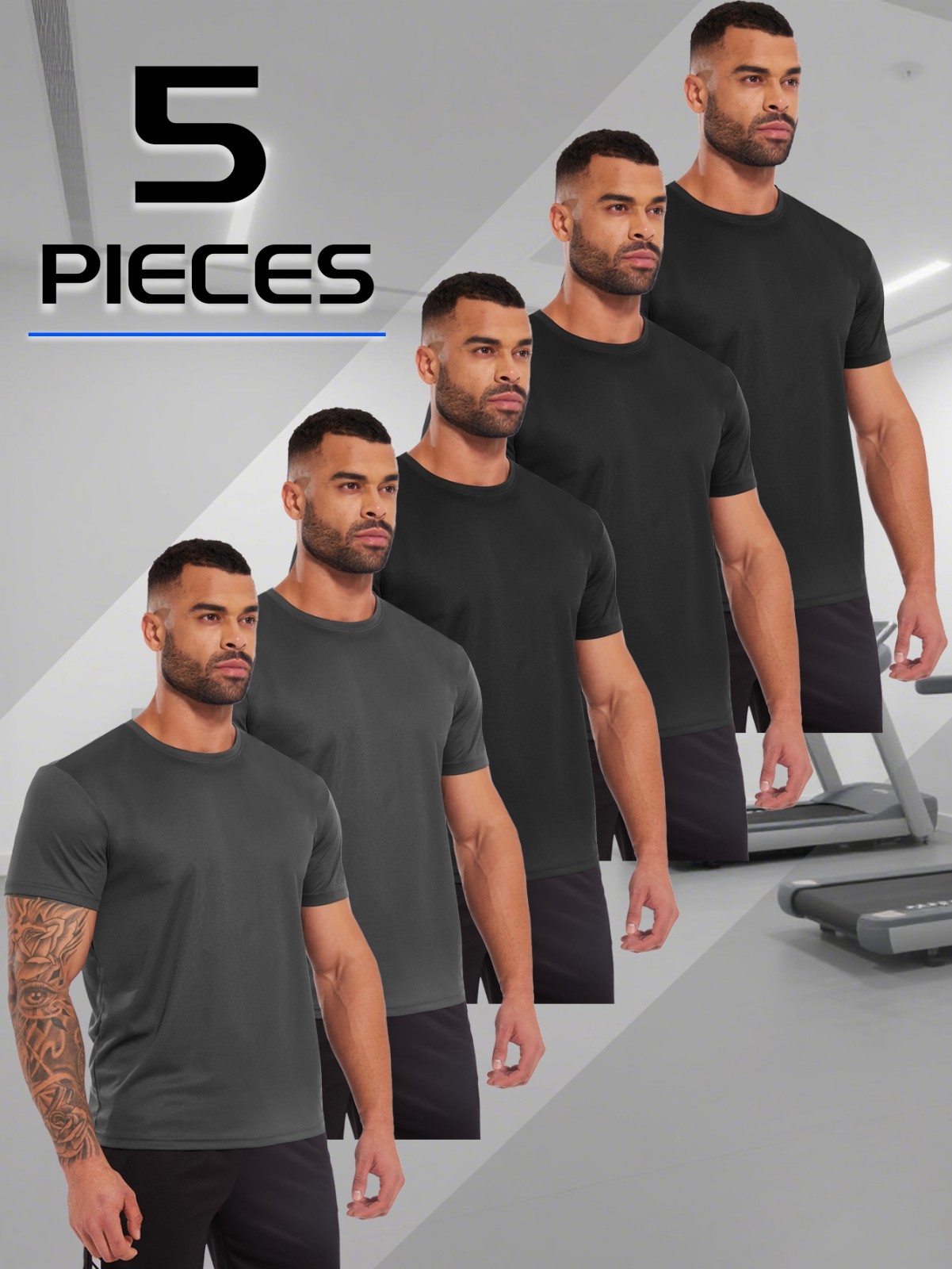 5Pack Mens T-Shirts Outdoor Fitness Breathable Running Sports Swim Fish Soft Tee gallery