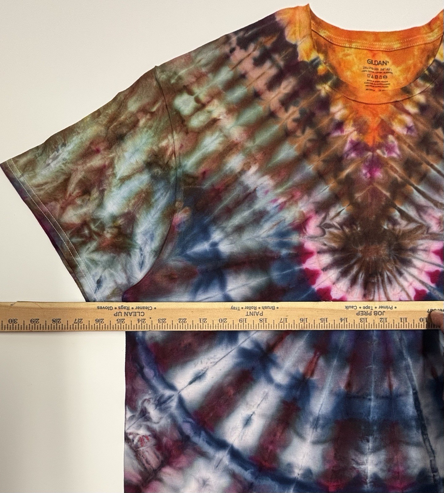 Handmade Ice Tie Dye Adult T-Shirt Size 2XL Multicolor Patriotic Gildan Tee NEW gallery