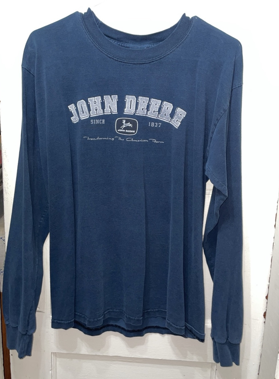 John Deere T Shirt Navy, Long Ribbed Cuff Sleeves Sz M 100% Cotton PreShrunk gallery