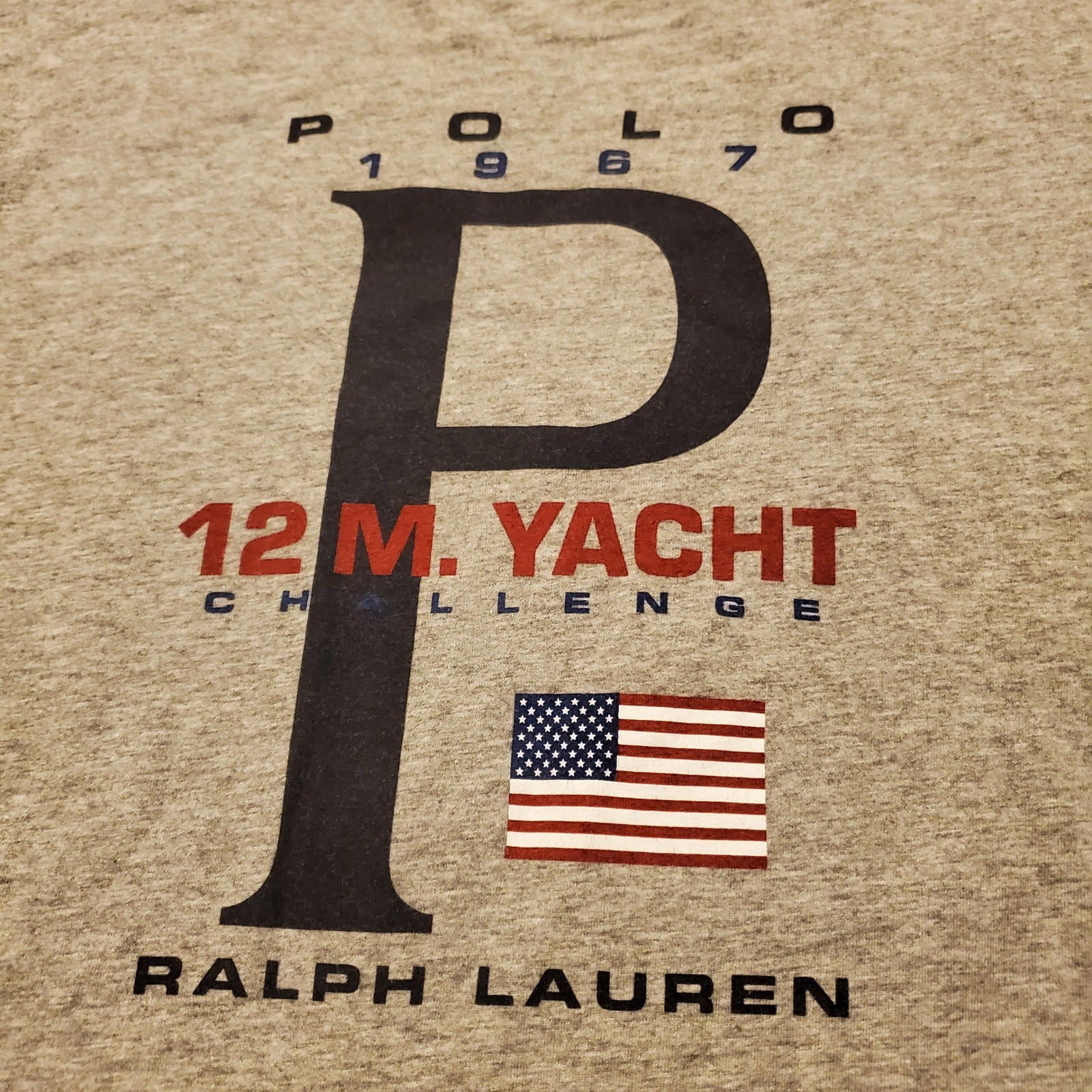 Polo Ralph Lauren Shirt Men Large Gray Yacht Challenge USA Graphic gallery
