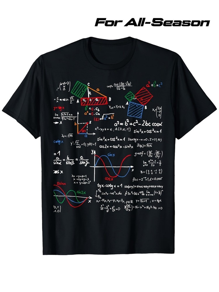 Unisex Math Teacher Cheat Sheet T-Shirt 100%, Soft, All-Season Casual Streetw