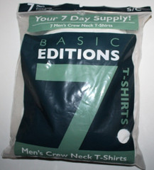 Basic Editions Men’s 7-Pack White 100% Cotton Crew Neck T-Shirts – Small