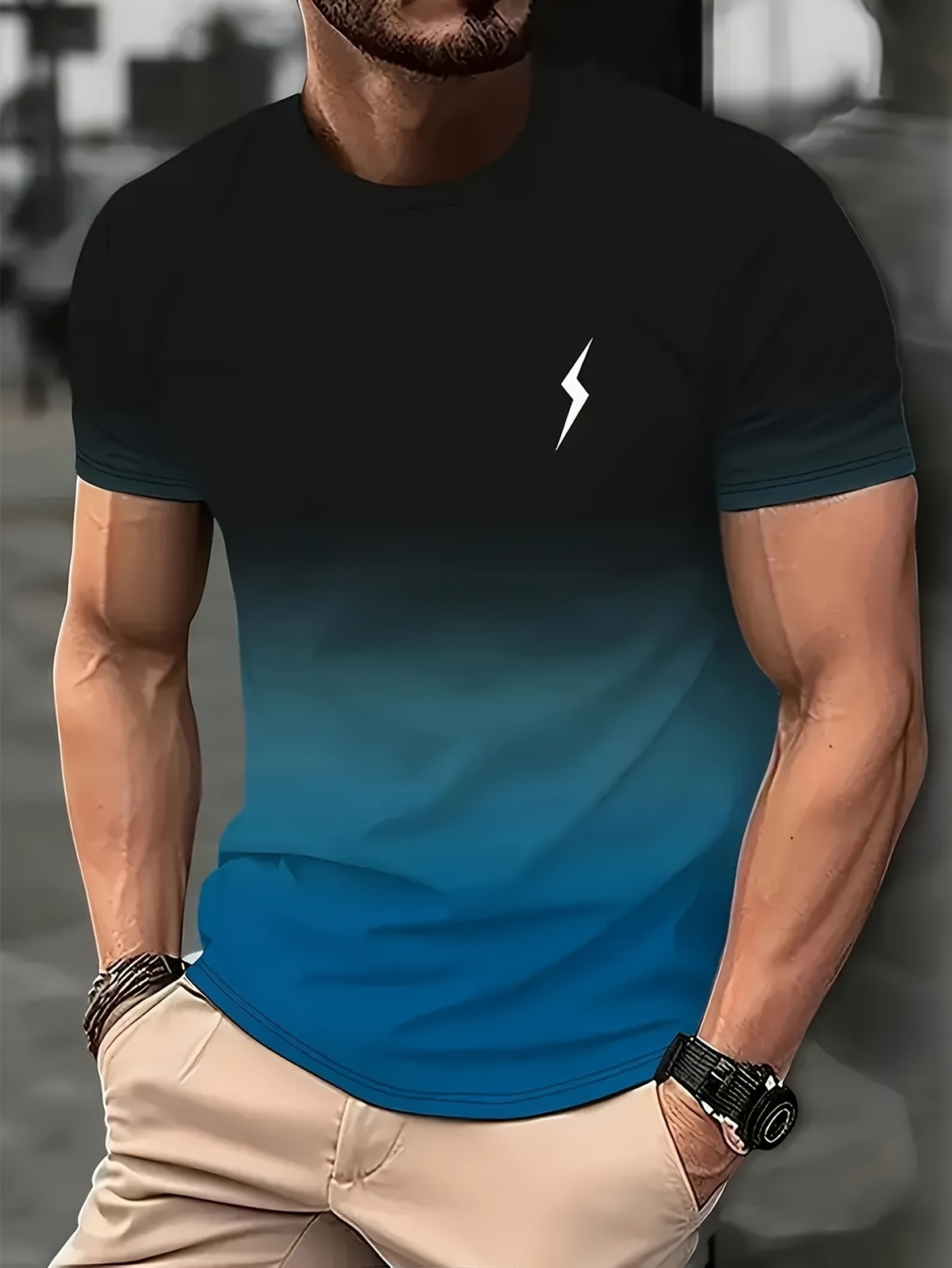 Set of 3 Men'S Sports T-Shirts, Featuring a Cool Gradient 3D Print, Quick-Dry Sh gallery