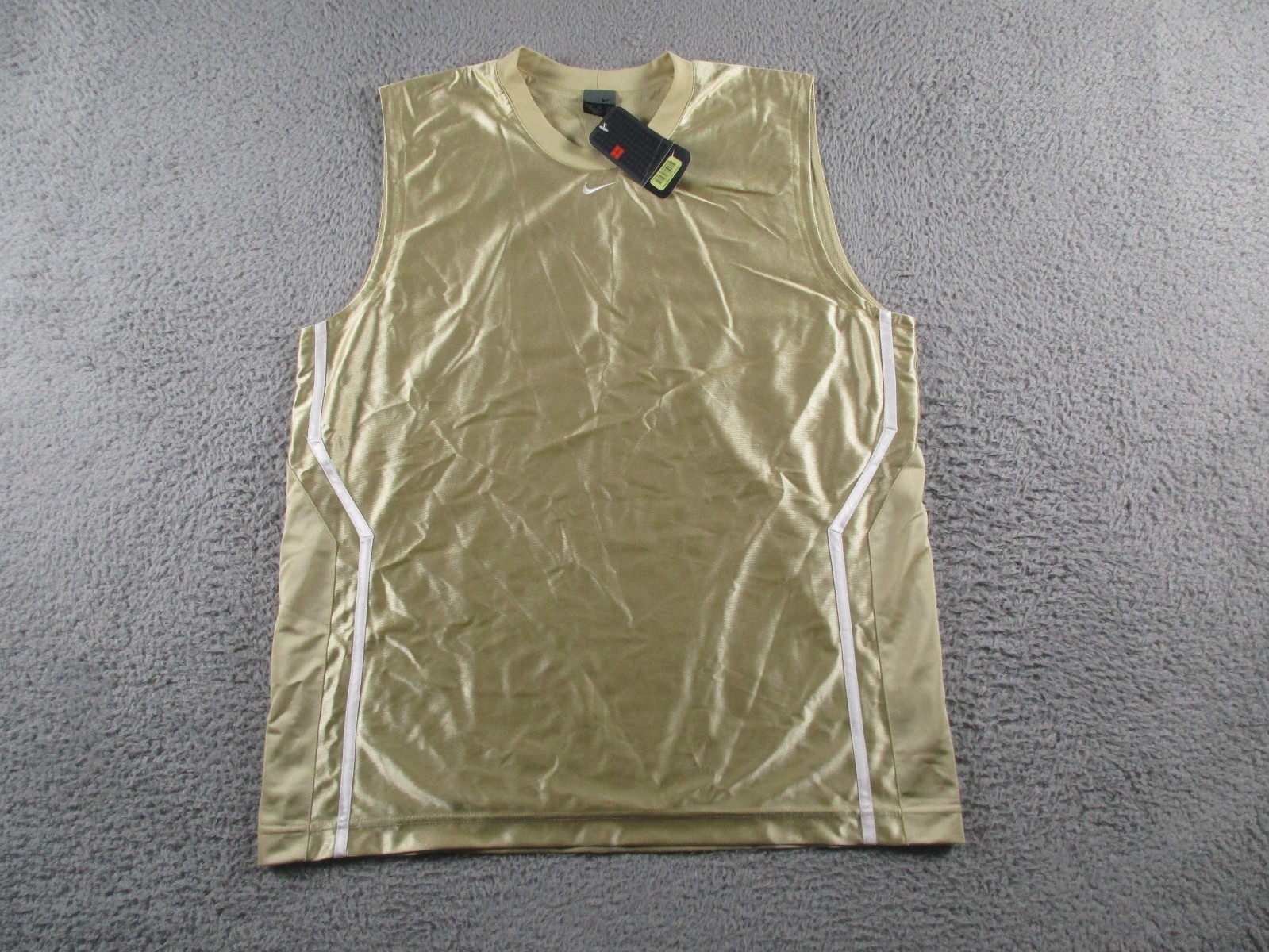 Nike Shirt Mens XL Gold Dazzle Shiny Silky Vintage Y2K Deadstock Basketball