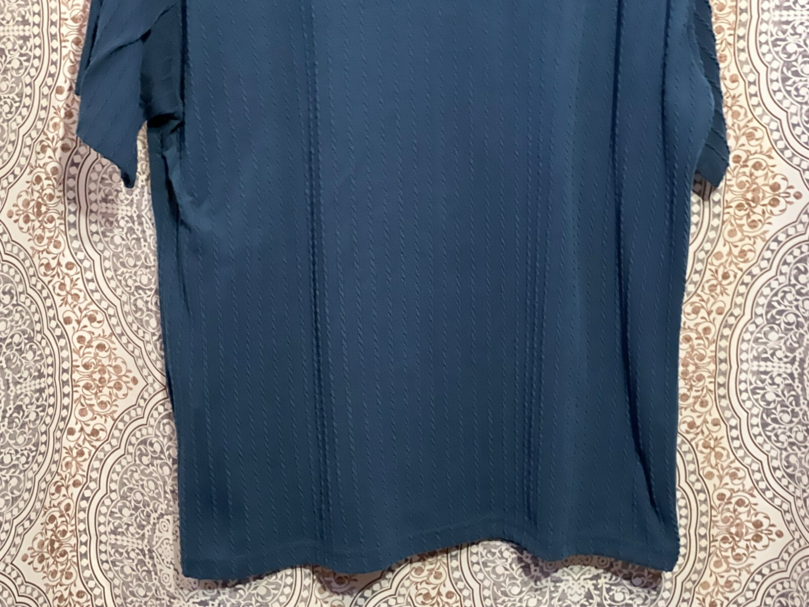 Manfinity Mens Textured Knit Navy Blue Short Sleeve Crew Neck T-Shirt Size L gallery
