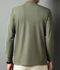 Fashion Men’s Long Sleeve Lapel T-Shirts Casual Business Formal Pullover Tops SZ