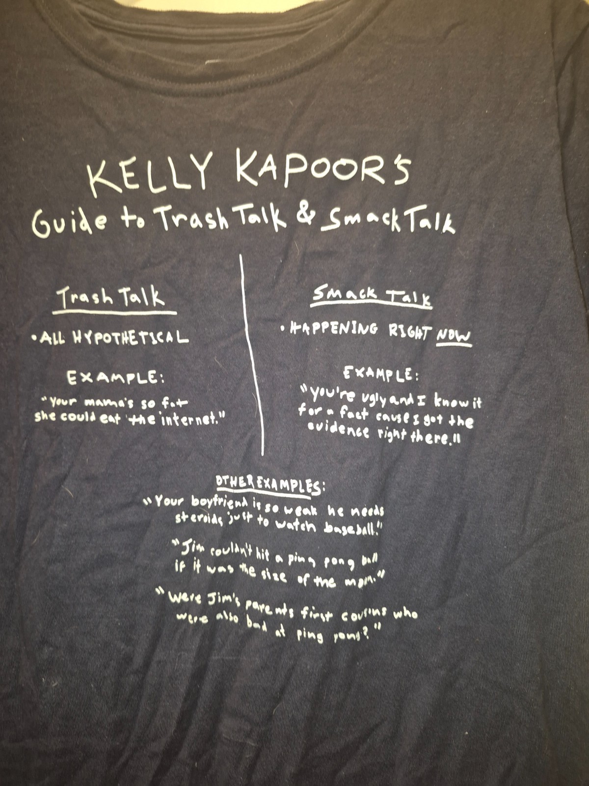 Ripple Junction The Office Kelly Kapoor's Guide to Trash Talk Navy Blue Shirt XL gallery