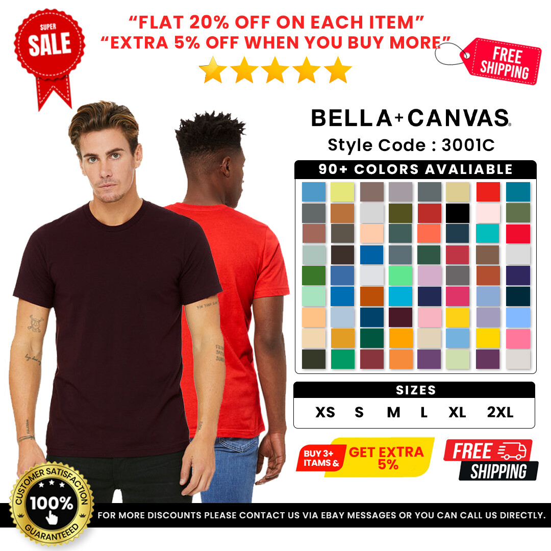 Bella + Canvas 3001C Unisex 100% Cotton T Shirt Short-Sleeve Tee Jersey T-Shirt gallery