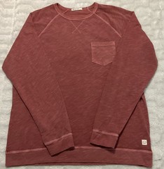 Marine Layer Mens Large Rust Long Sleeve Pocket Raglan Crewneck Soft Sweatshirt