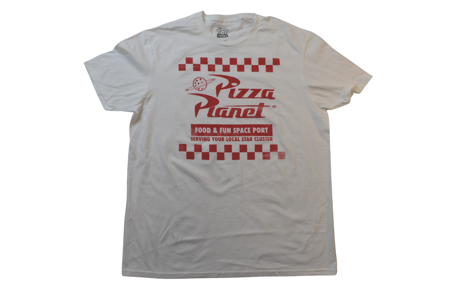Toy Story Mens Pizza Planet Food & Fun Port White Shirt New S, M, L, XL, 2XL gallery