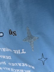 SUPPLY & DEMAND NYC GRAPHIC RHINESTONE STREETWEAR MEDIUM BABY LIGHT BLUE