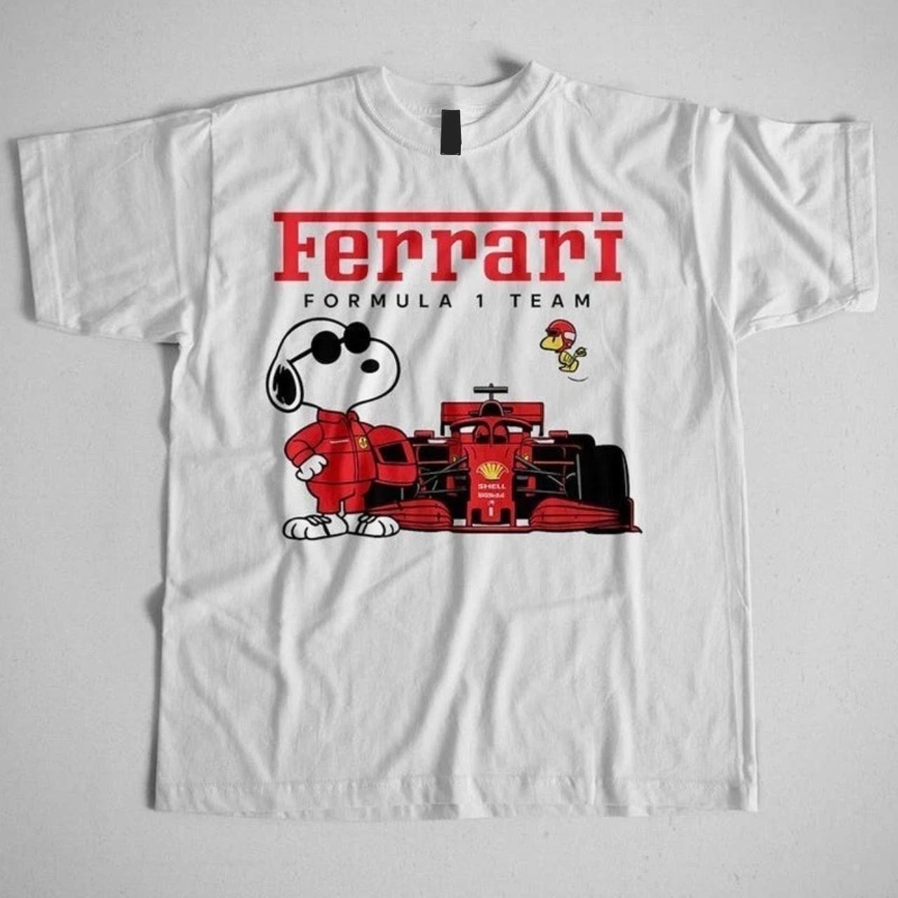 Sn0opy Ferrari Formula 1 racing short sleeve white color Shirt VK04996 gallery