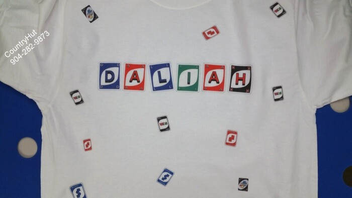 T-shirt - Your Name in -- CARD GAMES, uno / draw 4 / skip reverse wild card gallery