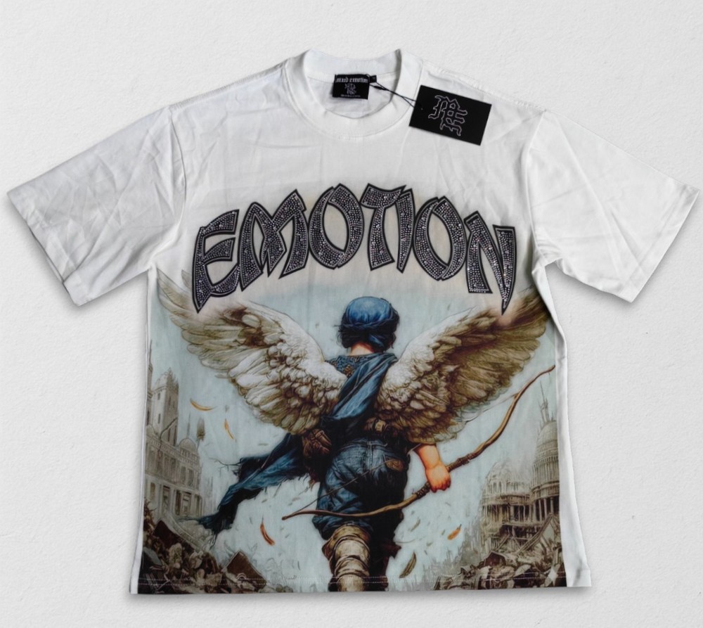 NEW 2026 Mixed Emotion White “Arch Angel” Rhinestone Men’s Tee