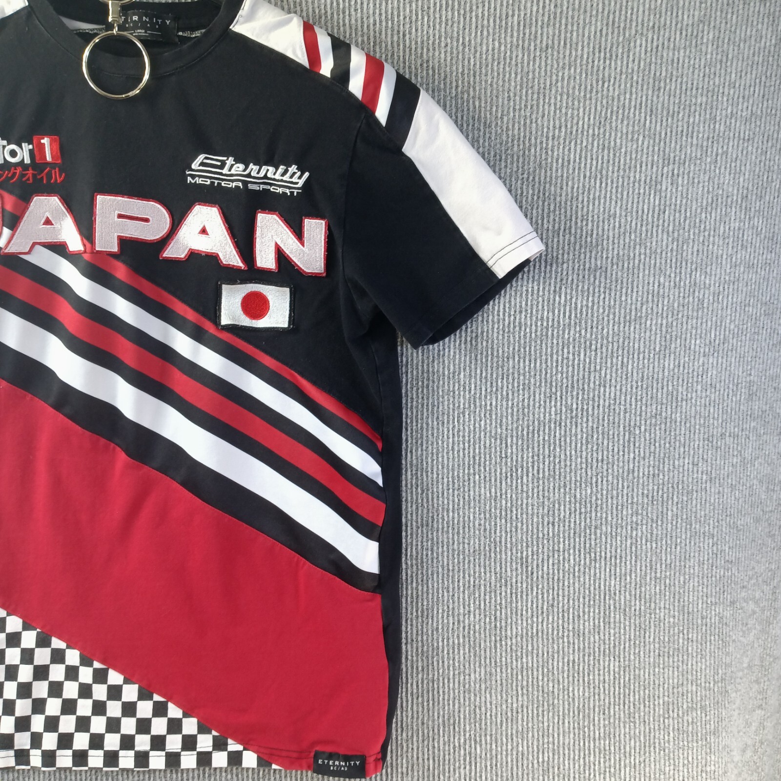 Eternity BC AD Shirt Mens L Black Red White Color Block Japan Katakana Motor 1 gallery
