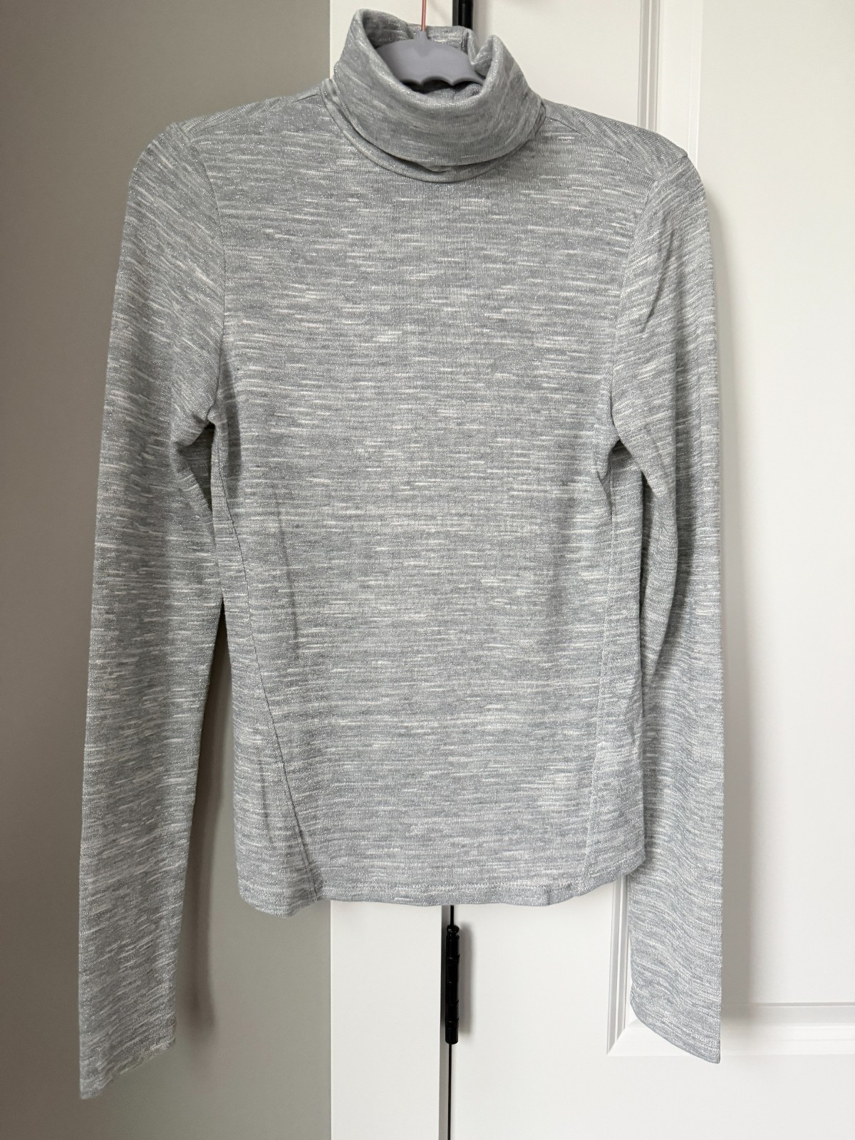 Light Grey Ribbed Turtleneck Sweater Stretch Knit Pullover Long Sleeve Women’s gallery