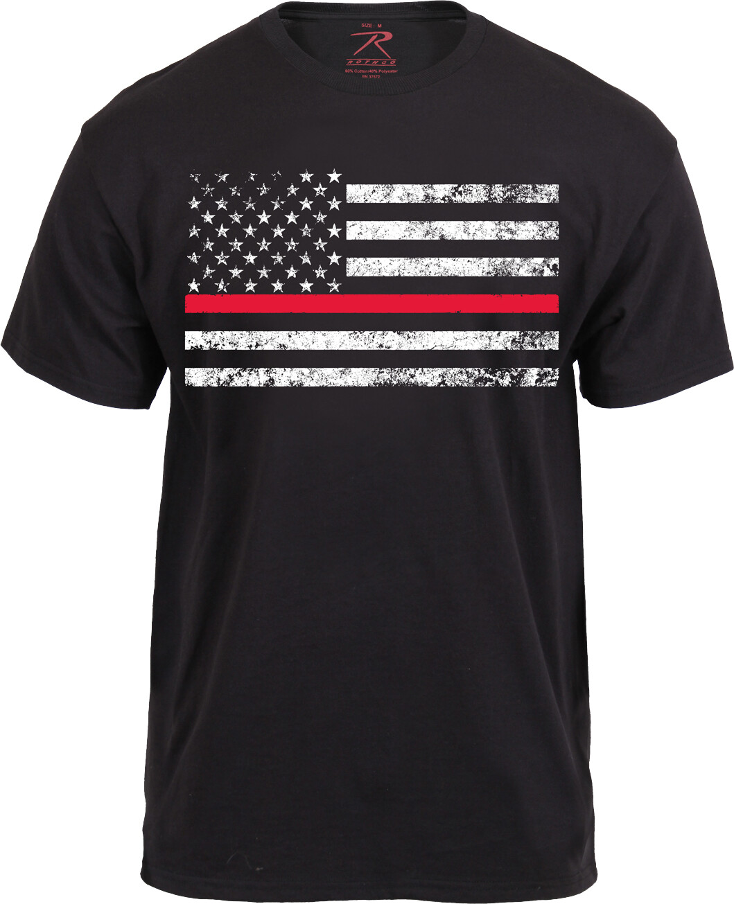 Black Thin Red Line Distressed US American Flag Support Firefighters TRL T-Shirt gallery