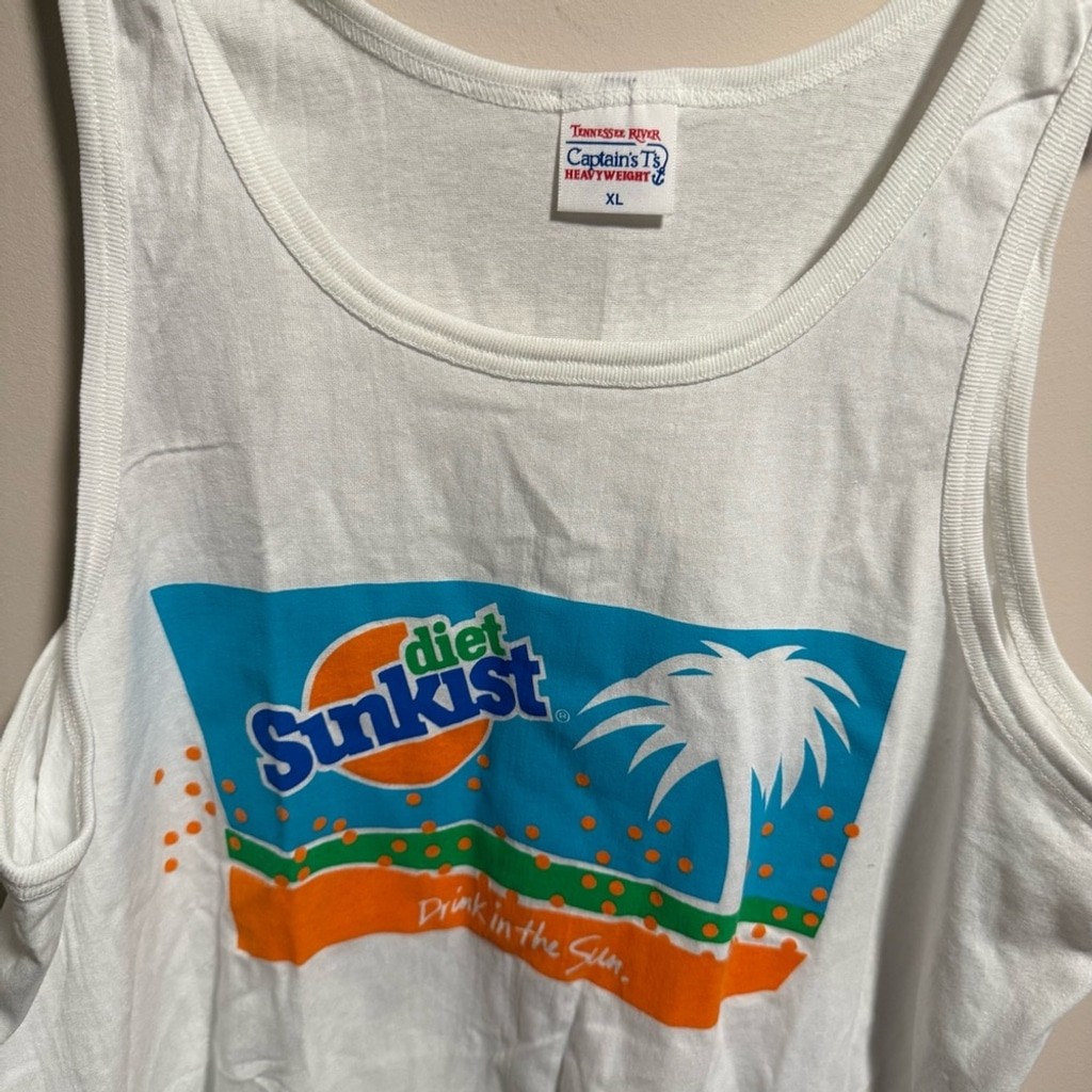 Vintage Captain’s T Heavyweight White Tank Sunkist Tennesse River 1980’s Size XL gallery
