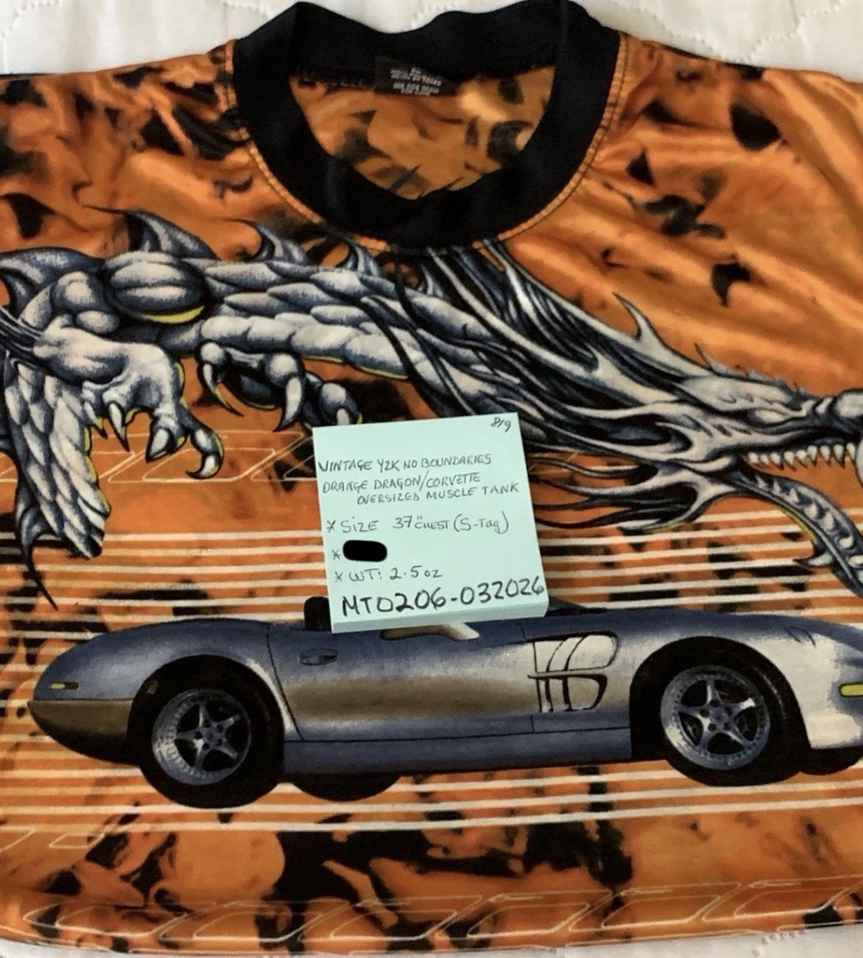 No Boundaries Tank Top Mens S Red Dragon Honda Car Sheer Transparent Y2K Rare Vg gallery