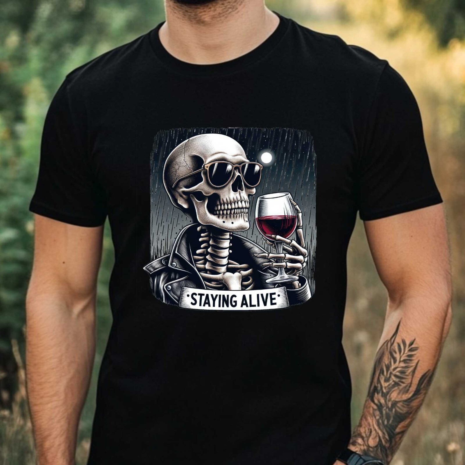 Mens Funny Sarcastic Skeleton Motif Cotton T-Shirt Size XS to 5XL