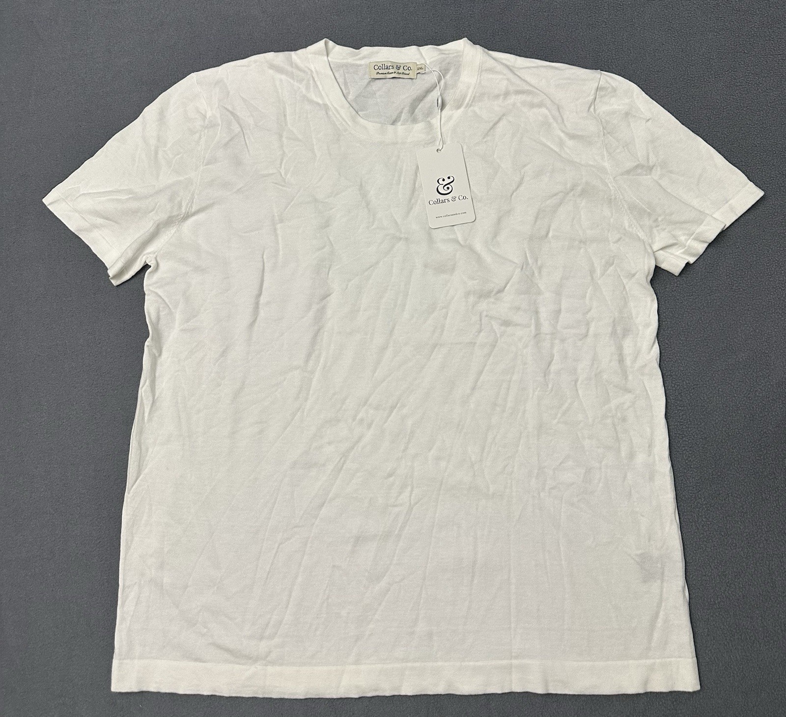 NWT Men’s Collars & Co Premium Cotton and Silk Blend T Shirt White Size 2XL gallery