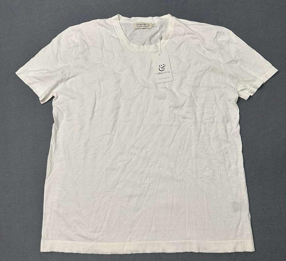 NWT Men’s Collars & Co Premium Cotton and Silk Blend T Shirt White Size 2XL