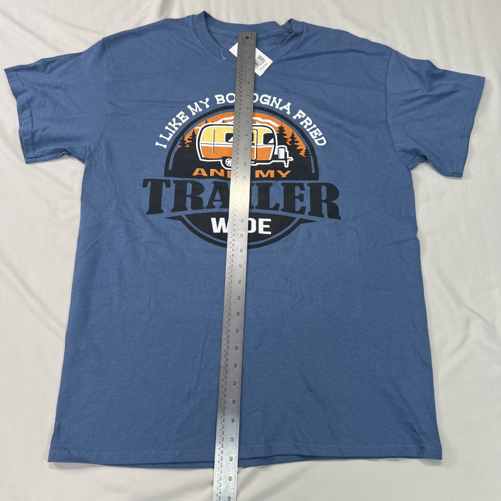 Gildan Tee Mens Large Blue Trailer Redneck Funny Camping Outdoor NWT gallery