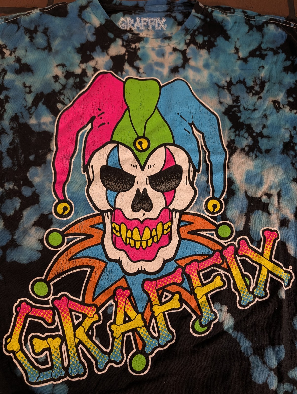 GRAFFIX Jester Blue Tie Dye Get Down Art T-Shirt ~Never Worn~ S M L XL 2XL gallery
