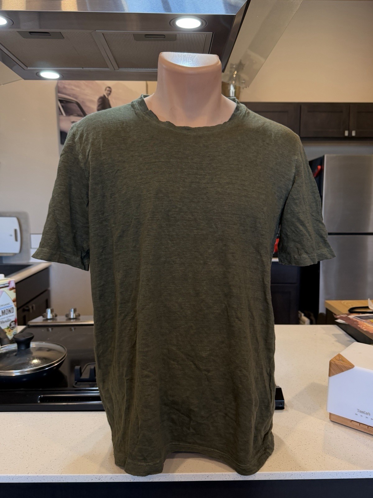 Men’s 120% Lino L Crew Neck 100% Linen T Shirt Men’s Green NWOT Sonny Hayes F1 gallery
