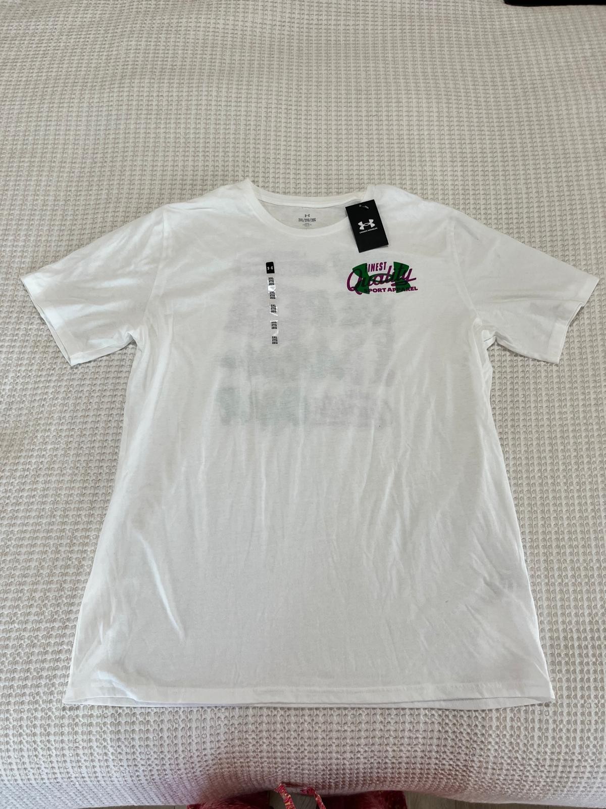 Under Armour Men's Extra Large XXL 2XL Vintage Type T-Shirt White Loose NWT gallery