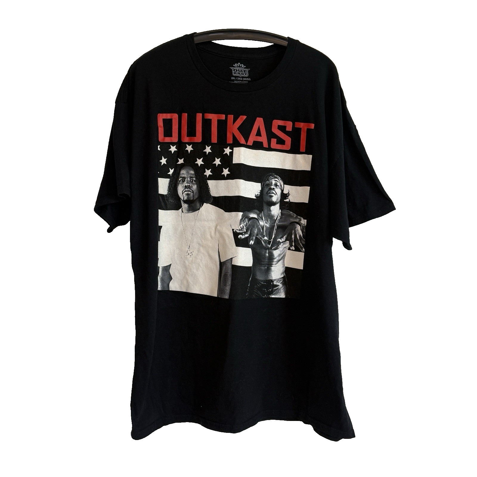 Mens Black Outkast Short Sleeve T-Shirt 2XL Rap Music 90s Hip-Hop Streetwear