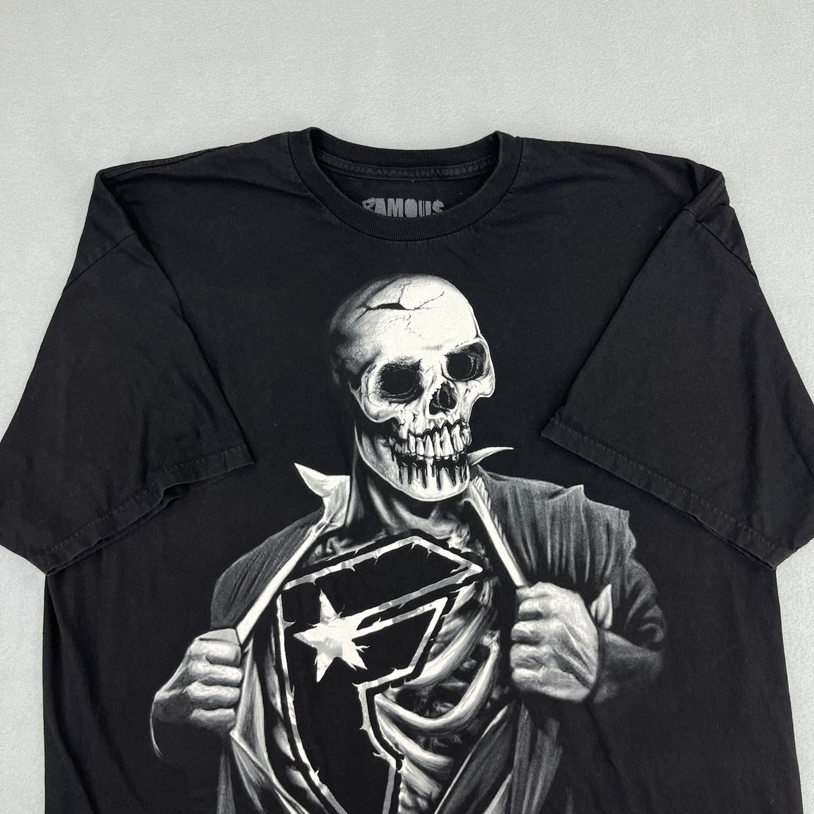 Famous Stars and Straps Mens XXL Black Skeleton Graphic T-Shirt Travis Barker gallery