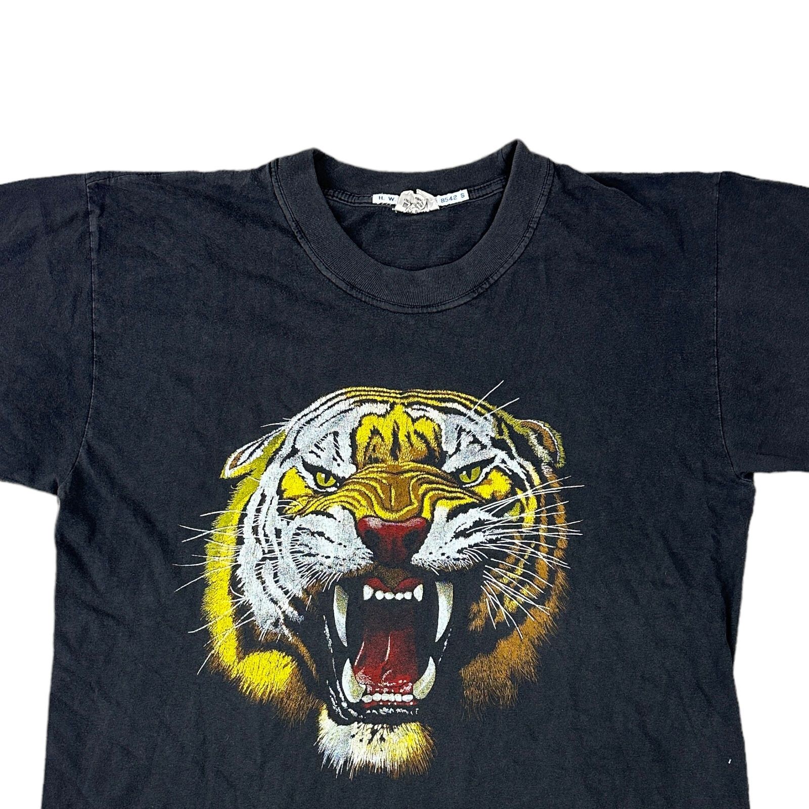 Zip It Tiger T-Shirt Wildlife Graphic Print Short Sleeve Black Mens XL gallery