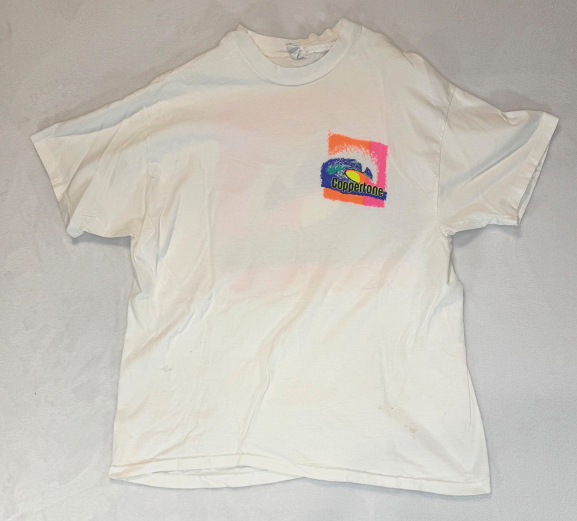 Vintage Coppertone Sunscreen Promo Shirt Mens XL White 90s Beach Surf Sun Wave gallery