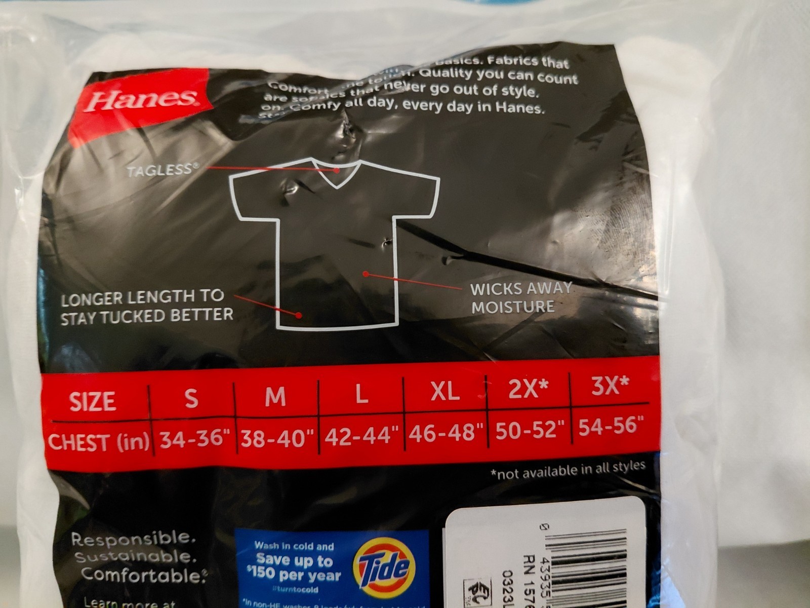 Hanes Men's tagless V-Necks T-Shirts White 6 Pack Size XL (46-48") gallery