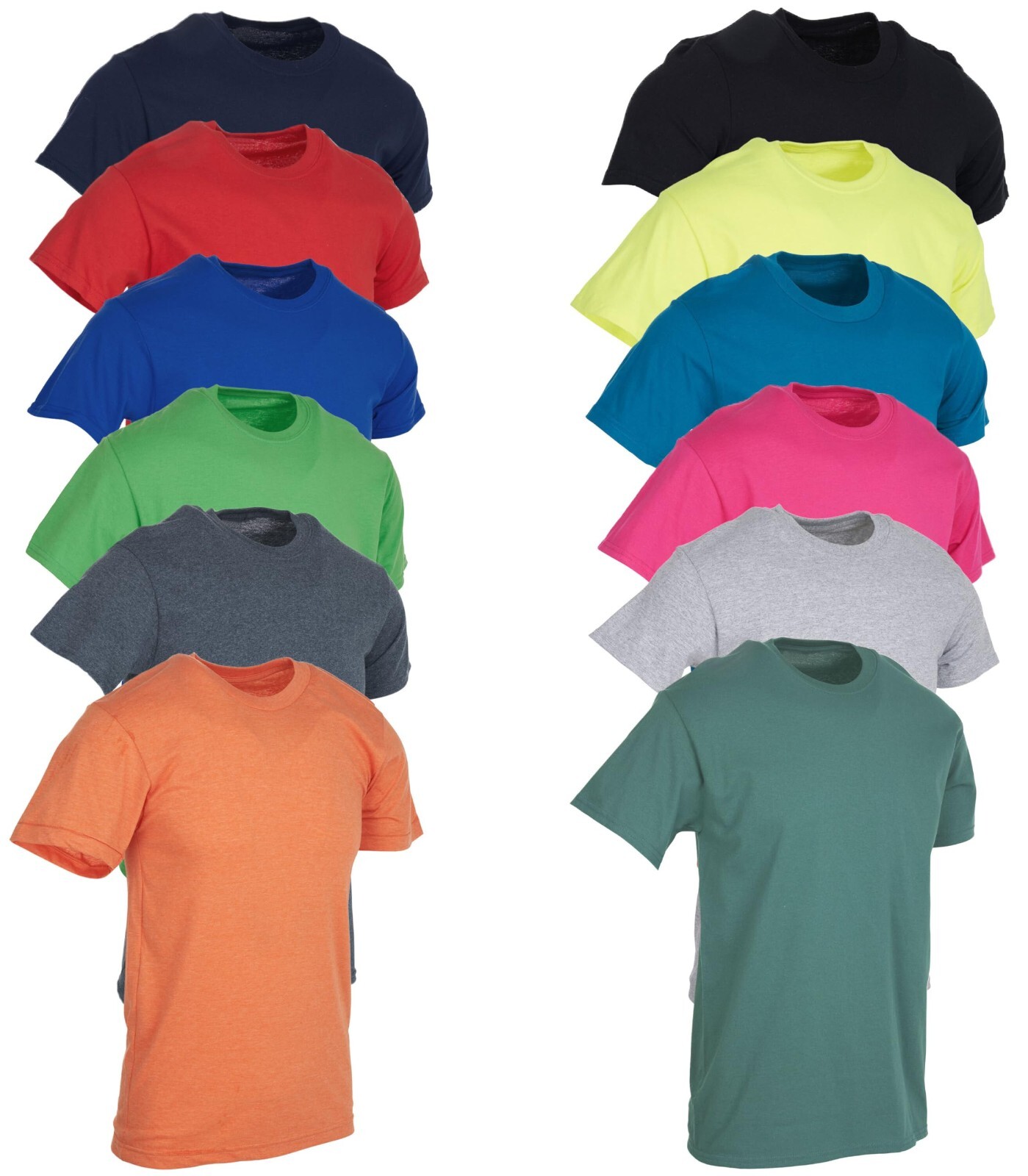 SOCKS'NBULK 12 Pk Mix Colors Mens Cotton Crew Neck T-Shirts Bulk Short Sleeve gallery