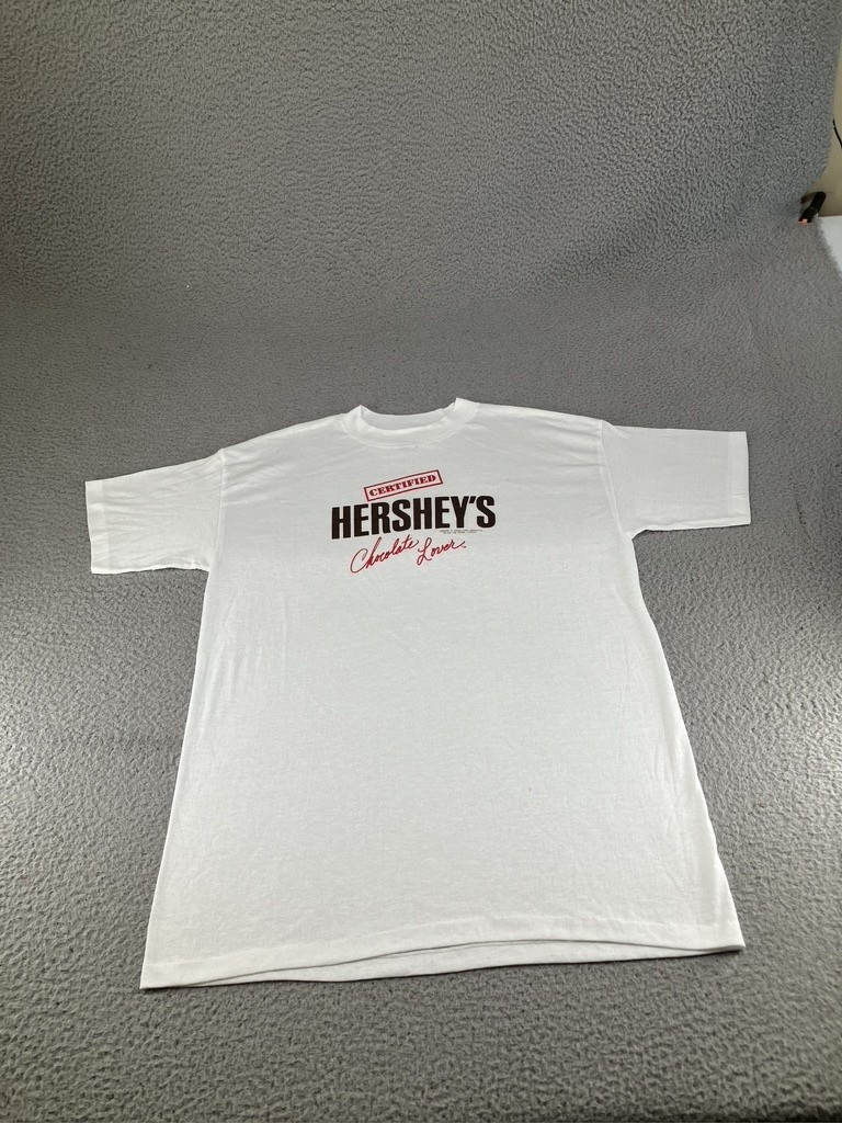 Vintage Hersheys Shirt Mens XL White Certified Chocolate Lover Candy Promo 90s