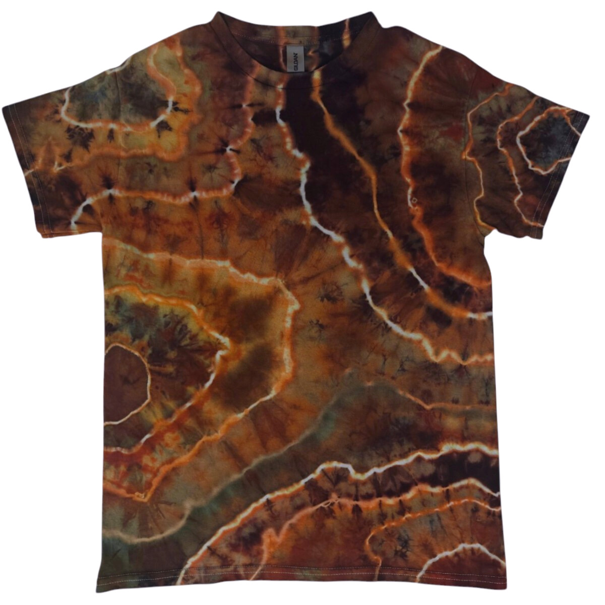 Geode Ice Tie Dye T-Shirt Gildan Adult S Small Orange Brown Earthy Handmade New gallery