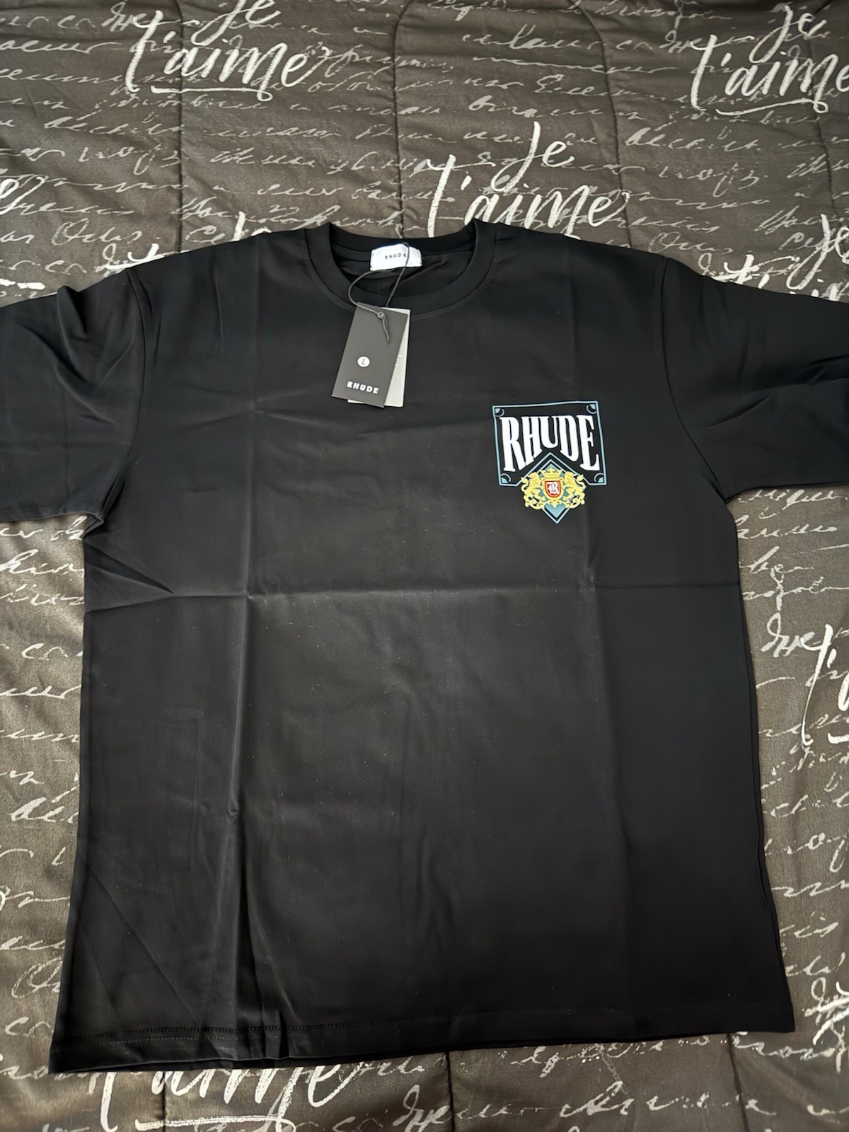 RHUDE Men’s Graphic Logo T-Shirt Black Crew Neck Short Sleeve XL gallery