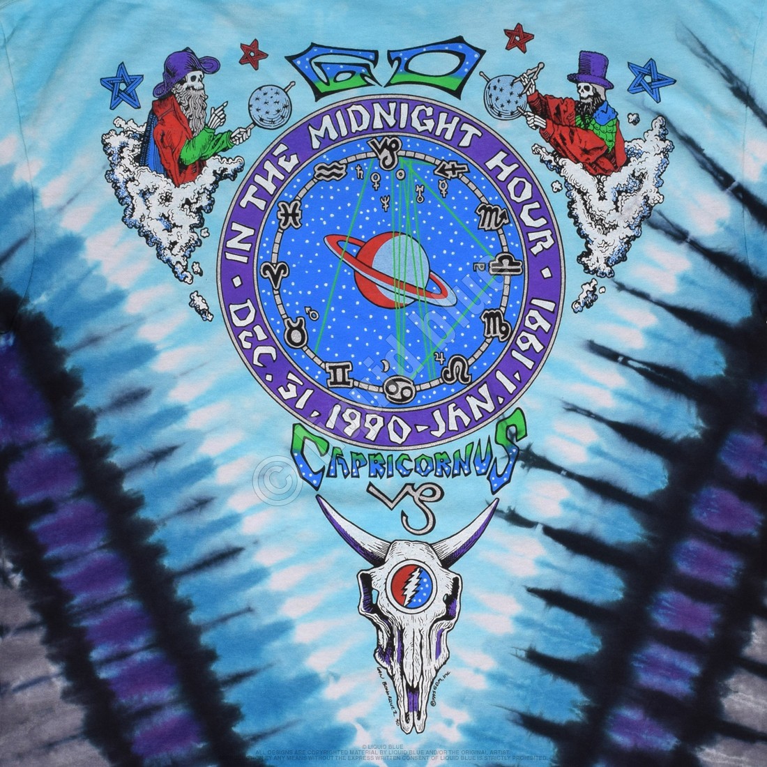 [Limited Edition] Vintage Grateful Dead Midnight Hour Tie-Dye T-Shirt Liquid Blu gallery