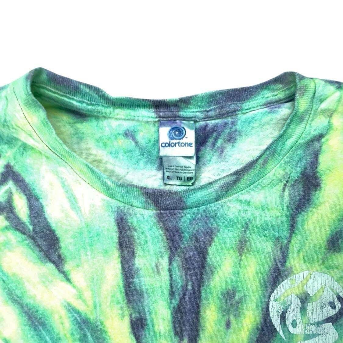 Y2K Colortone Tie Dye T-Shirt XL Green Yellow Burst Graphic Tee Georis gallery